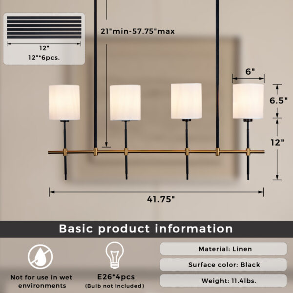 LuxeLinen Linear Metal Chandelier - Image 2