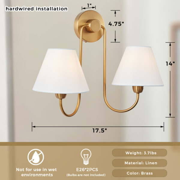 Modern Linen Shade Double Swoop Sconce - Image 2