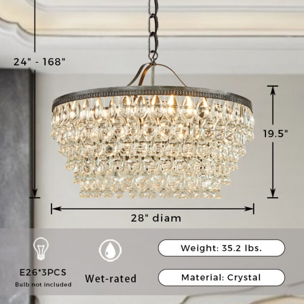 Vintage Round Crystal Chandelier - Image 2