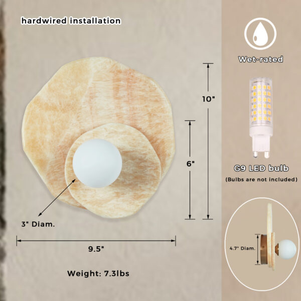 Opaline Cream Sculpture Wall Sconce - Image 2