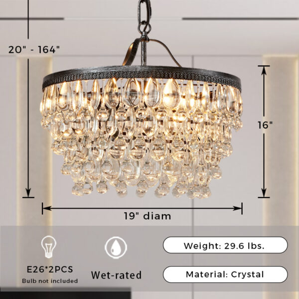 Vintage Round Crystal Chandelier - Image 16
