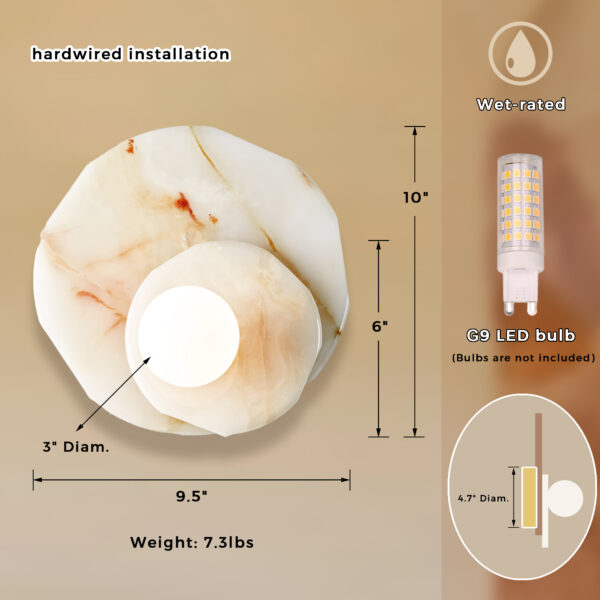 Opaline Cream Sculpture Wall Sconce - Image 2