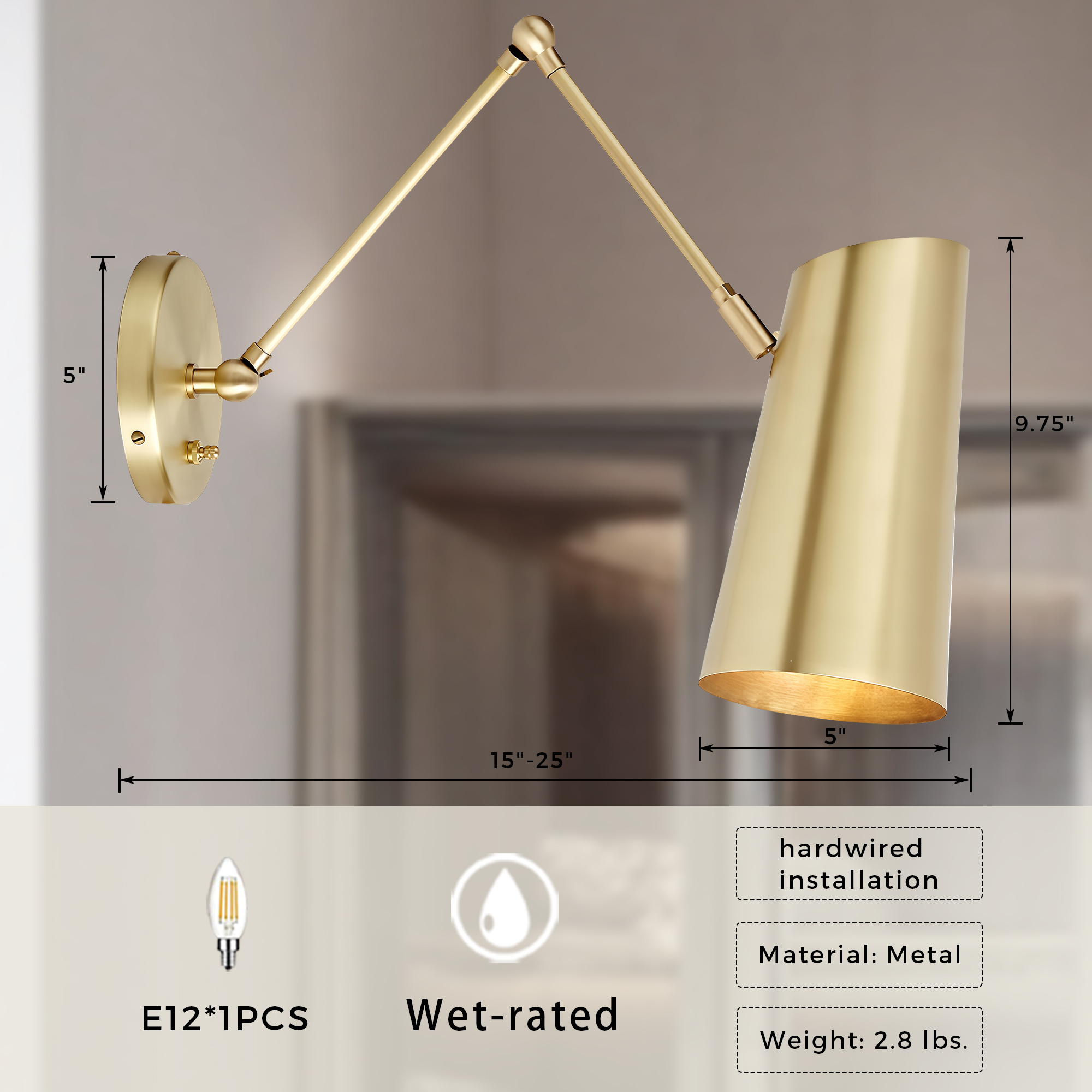 Industrial Metal Articulating Sconce - Image 10