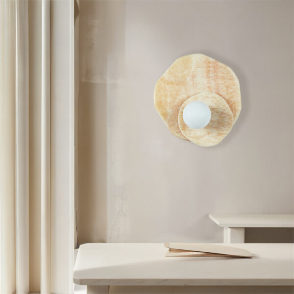 Opaline Cream Sculpture Wall Sconce - Image 5