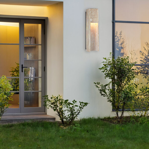 Travertine Polished Stainless Steel Canopy Outdoor Sconce - Image 6