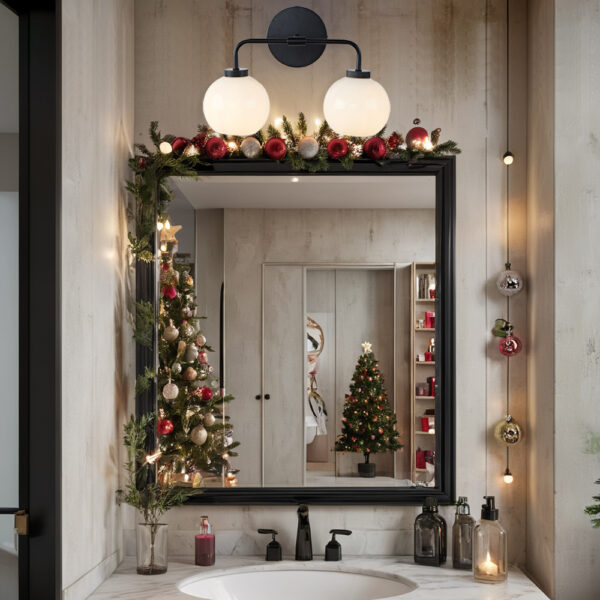Globe Shade Matte Finish with Brass Accents Double Light Sconce - Image 6