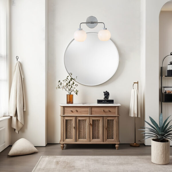 Globe Shade Matte Finish with Brass Accents Double Light Sconce - Image 58