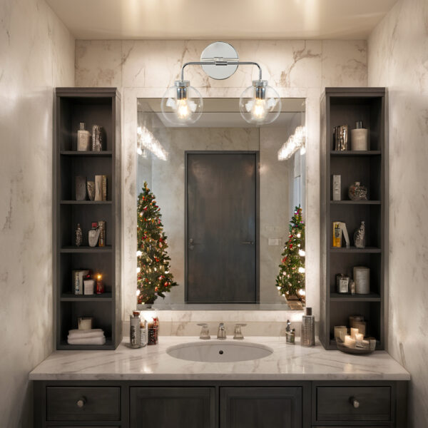 Globe Shade Matte Finish with Brass Accents Double Light Sconce - Image 71