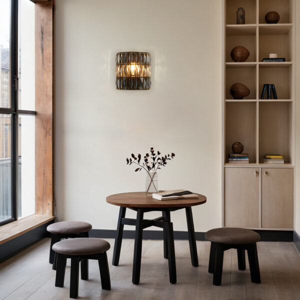Antique Bronze Finish Crystal Sconce - Image 7