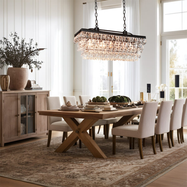 Crystal Raindrop Elegance Rectangular Chandelier - Image 5
