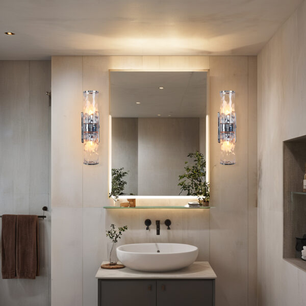 Hammered Clear Glass Shades Candelabra Sconce - Image 19