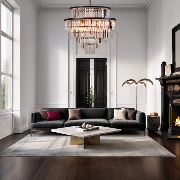 Crystal Elegance Vintage Brass Living Room Chandelier - Image 7