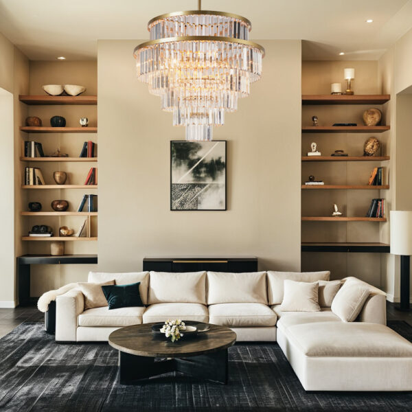 Crystal Elegance Vintage Brass Living Room Chandelier - Image 21