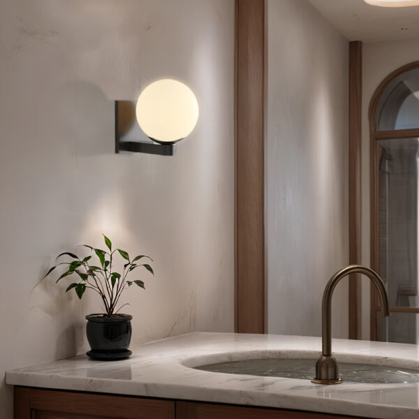 Globe Shade Matte Finish with Brass Accents Single Light Sconce - Image 6
