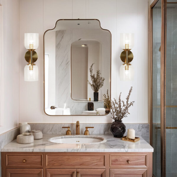Bell-shaped Fluted Glass Double Wall Sconce - Image 5