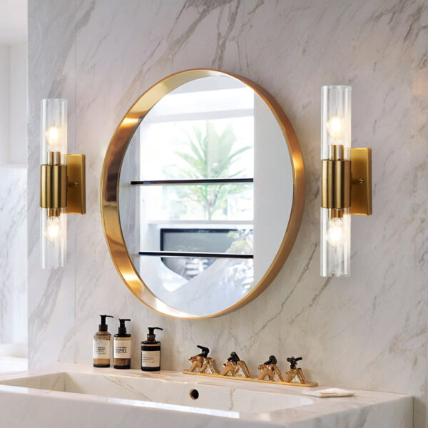 Rustic Geometric Design Double Tube Wall Sconce - Image 15
