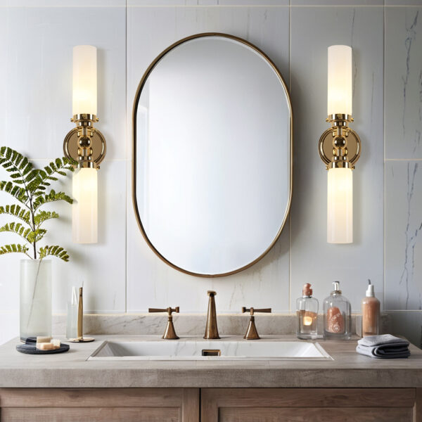 Milk Glass Double Tube Sconce Vanity Light - Image 18