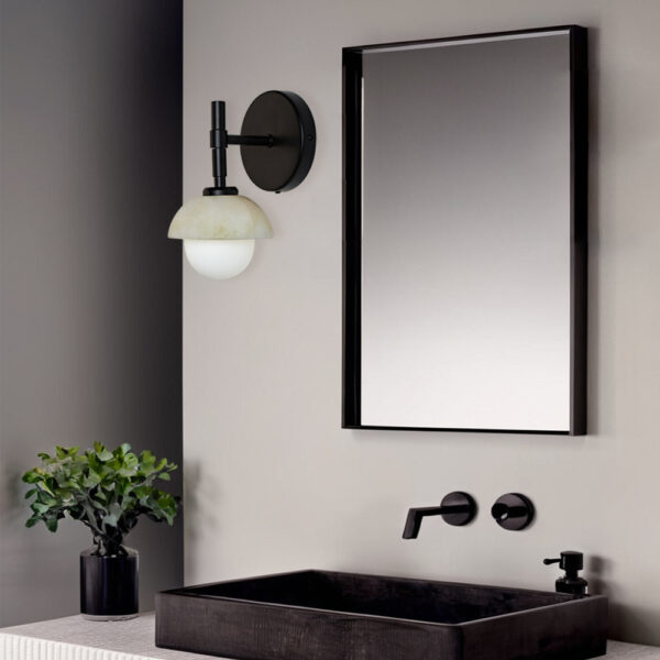 Alabaster Glow Hand-Carved Bathroom Sconce - Image 16