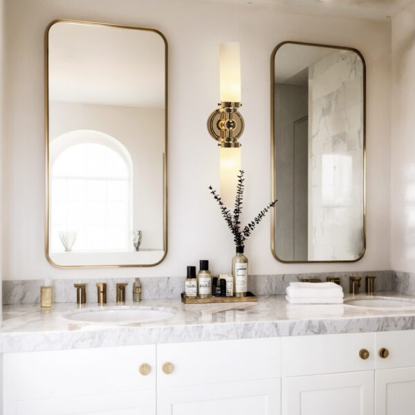 Milk Glass Double Tube Sconce Vanity Light - Image 6