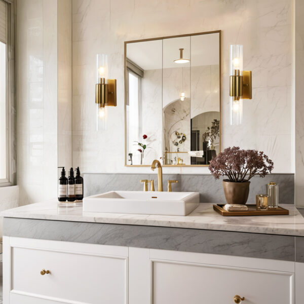 Rustic Geometric Design Double Tube Wall Sconce - Image 17