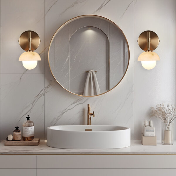 Alabaster Glow Hand-Carved Bathroom Sconce - Image 37