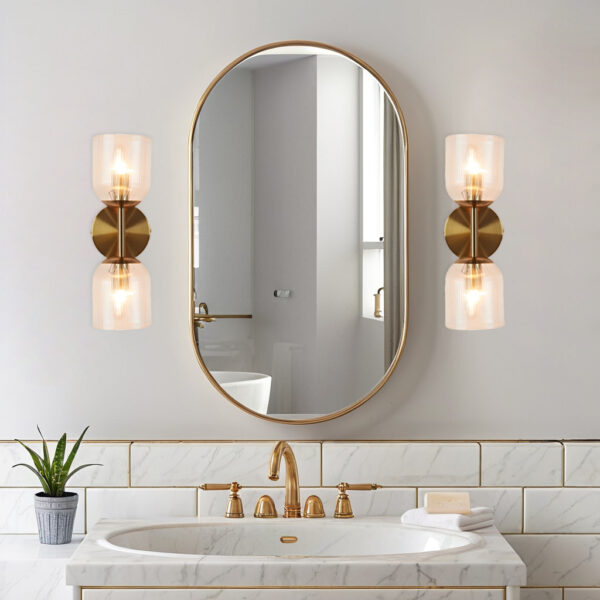 Bell-shaped Fluted Glass Double Wall Sconce - Image 16