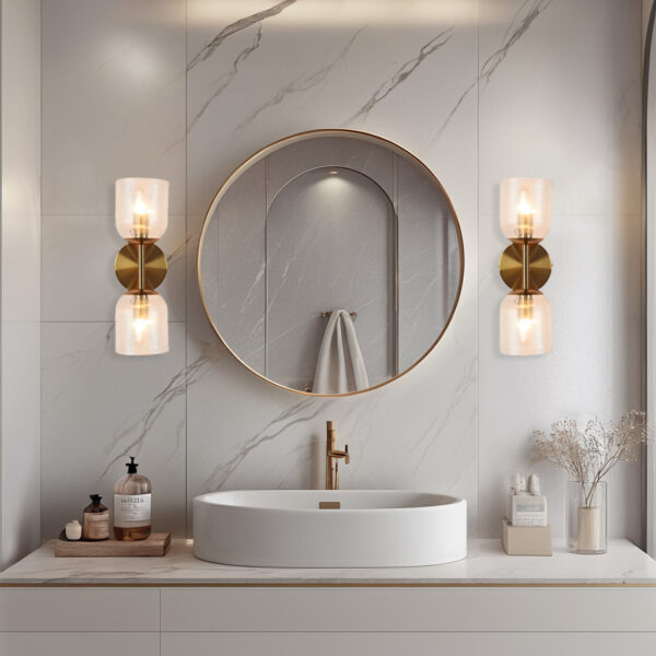 Bell-shaped Fluted Glass Double Wall Sconce - Image 17