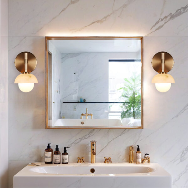 Alabaster Glow Hand-Carved Bathroom Sconce - Image 39