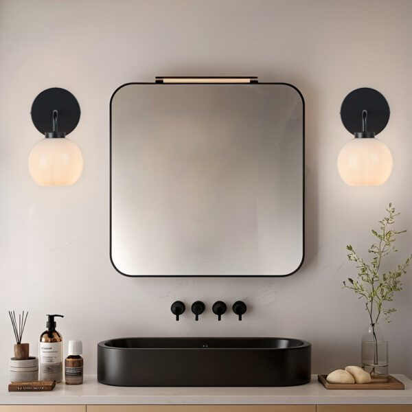 Blown Glass Steel Frame Single Sconce Collection - Image 7