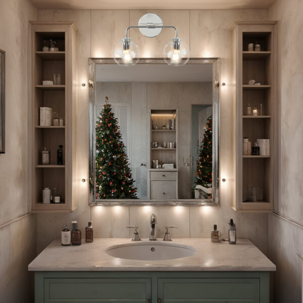 Globe Shade Matte Finish with Brass Accents Double Light Sconce - Image 72