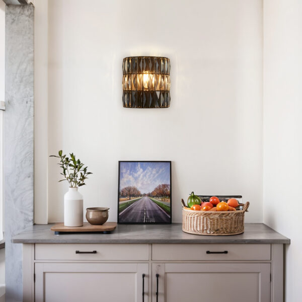 Antique Bronze Finish Crystal Sconce - Image 8
