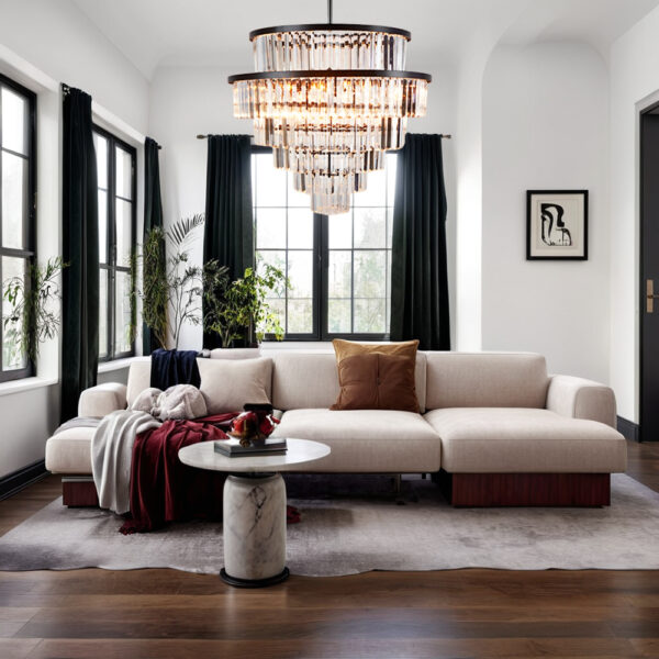 Crystal Elegance Vintage Brass Living Room Chandelier - Image 8