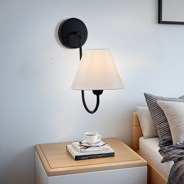 Midcentury Linen Shade Single Swoop Sconce - Image 18