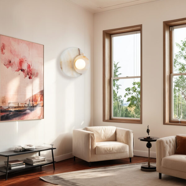 Opaline Cream Sculpture Wall Sconce - Image 7