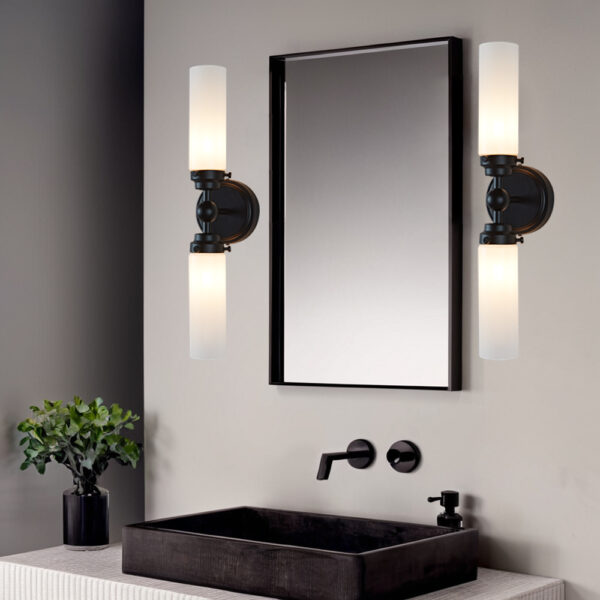 Milk Glass Double Tube Sconce Vanity Light - Image 26