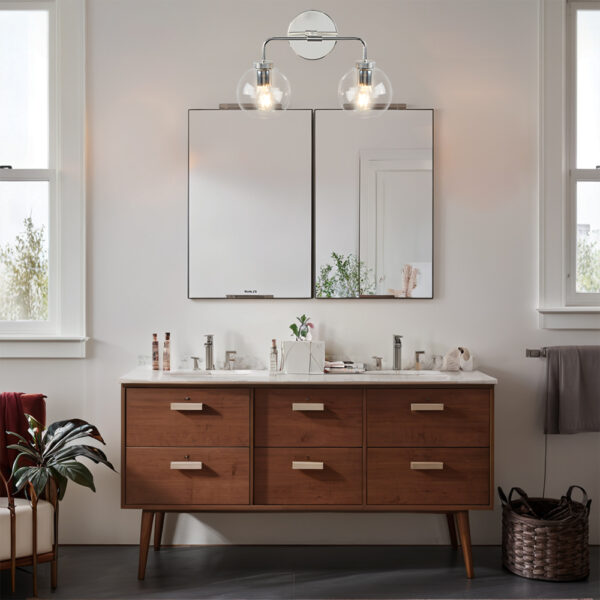 Globe Shade Matte Finish with Brass Accents Double Light Sconce - Image 73
