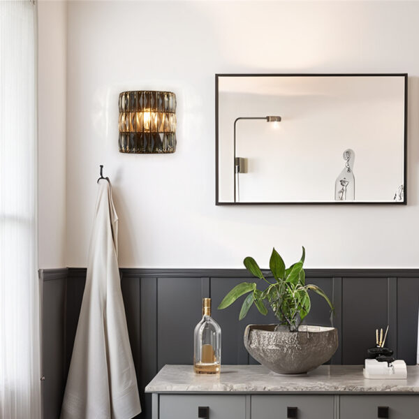 Antique Bronze Finish Crystal Sconce - Image 9