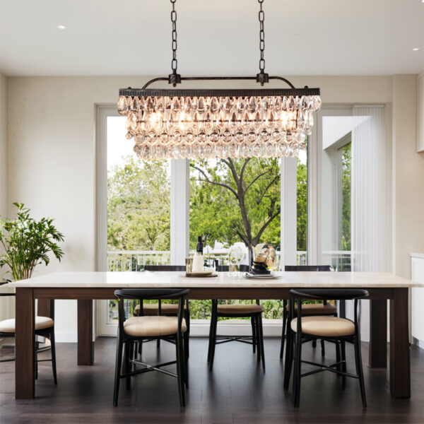 Crystal Raindrop Elegance Rectangular Chandelier - Image 7