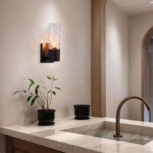 Transparent Glass Cylinder Wall Lamp with Handcrafted Design - Image 8