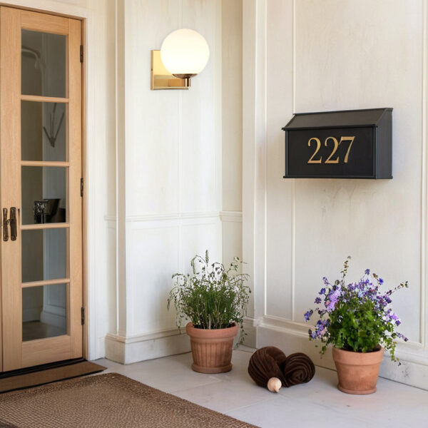 Globe Shade Matte Finish with Brass Accents Single Light Sconce - Image 29