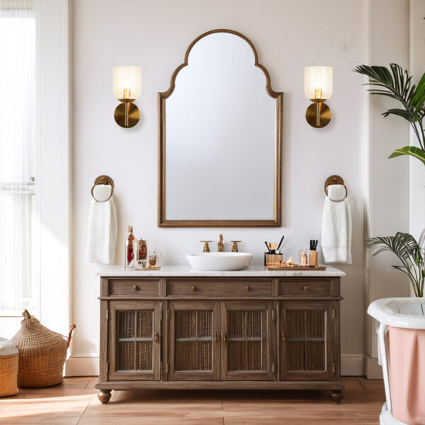 Bell-shaped Fluted Glass Wall Sconce - Image 8