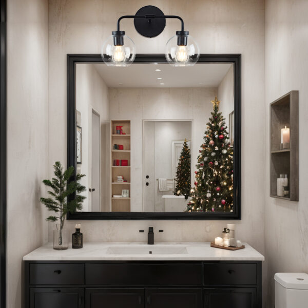 Globe Shade Matte Finish with Brass Accents Double Light Sconce - Image 22