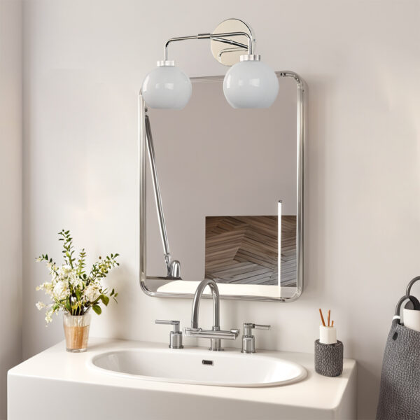 Globe Shade Matte Finish with Brass Accents Double Light Sconce - Image 61