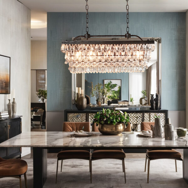 Crystal Raindrop Elegance Rectangular Chandelier - Image 8
