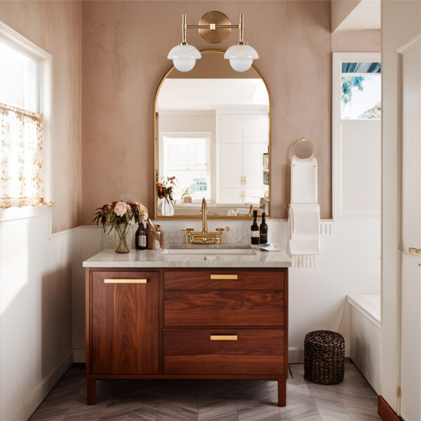 Brass Wall Sconce with Opal Glass Shade and Hand-Carved Alabaster - Image 9
