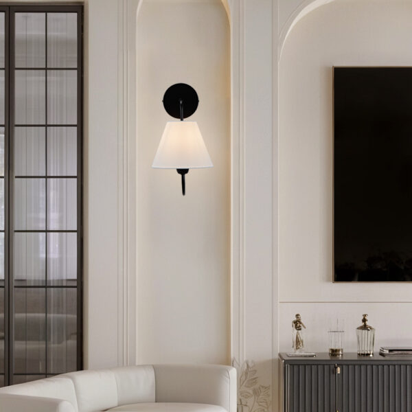 Midcentury Linen Shade Single Swoop Sconce - Image 20