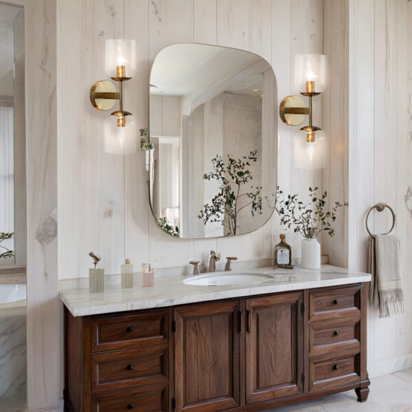 Bell-shaped Fluted Glass Double Wall Sconce - Image 8