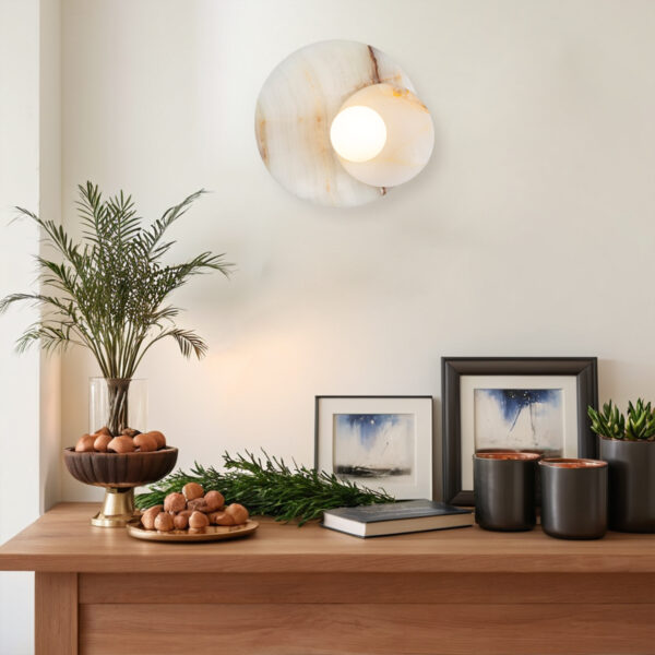 Opaline Cream Sculpture Wall Sconce - Image 9