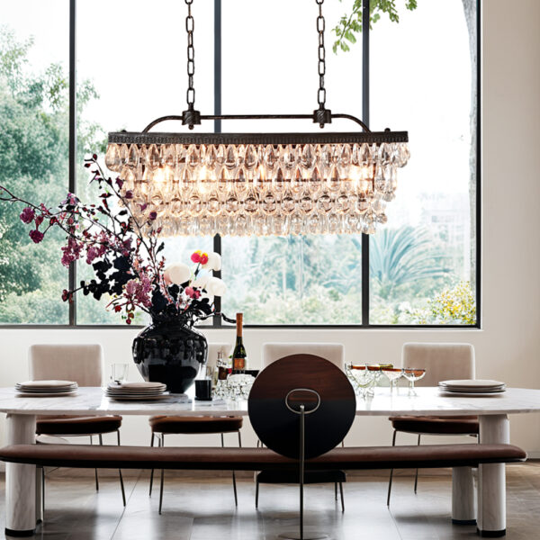 Crystal Raindrop Elegance Rectangular Chandelier - Image 9