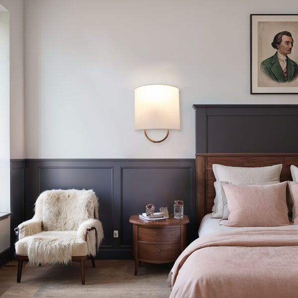 Iron Sconce with Demi-Lune Linen Shade - Image 10